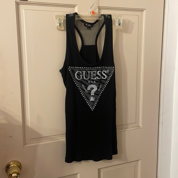 Vintage Guess Rhinestone Black Tank Top Size: M 7/8 USED! - Picture 1 of 5
